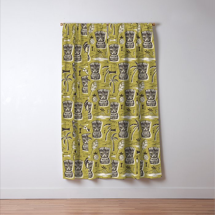Tropical Tiki Green Window Curtain Gallery Image 3