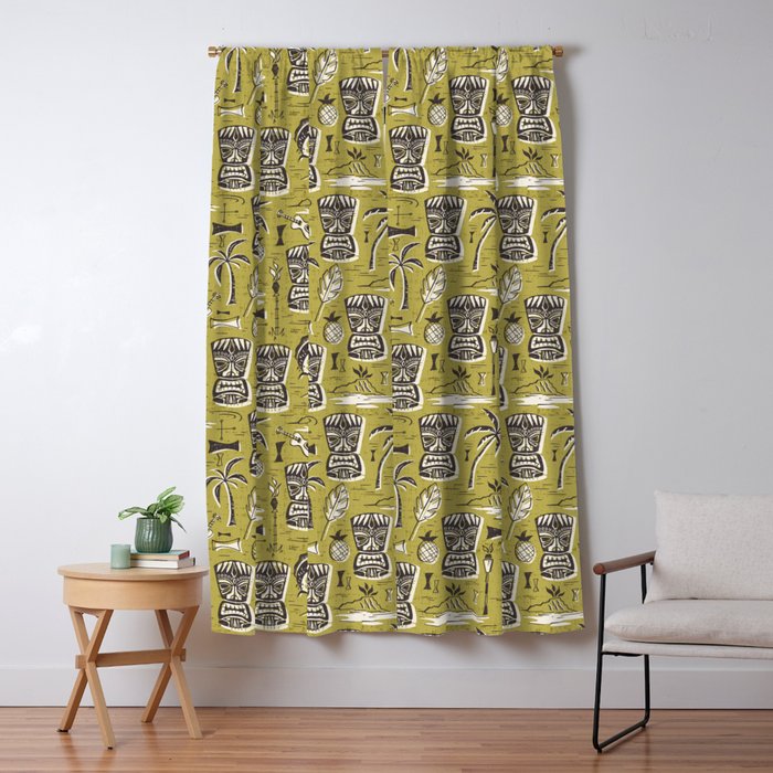 Tropical Tiki Green Window Curtain Gallery Image 1