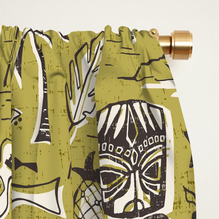 Tropical Tiki Green Window Curtain Gallery Image 2
