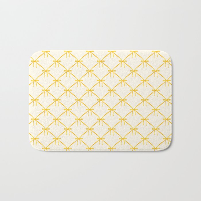 Bows & Ribbons Pattern IX Yellow Bath Mat Gallery Image 1