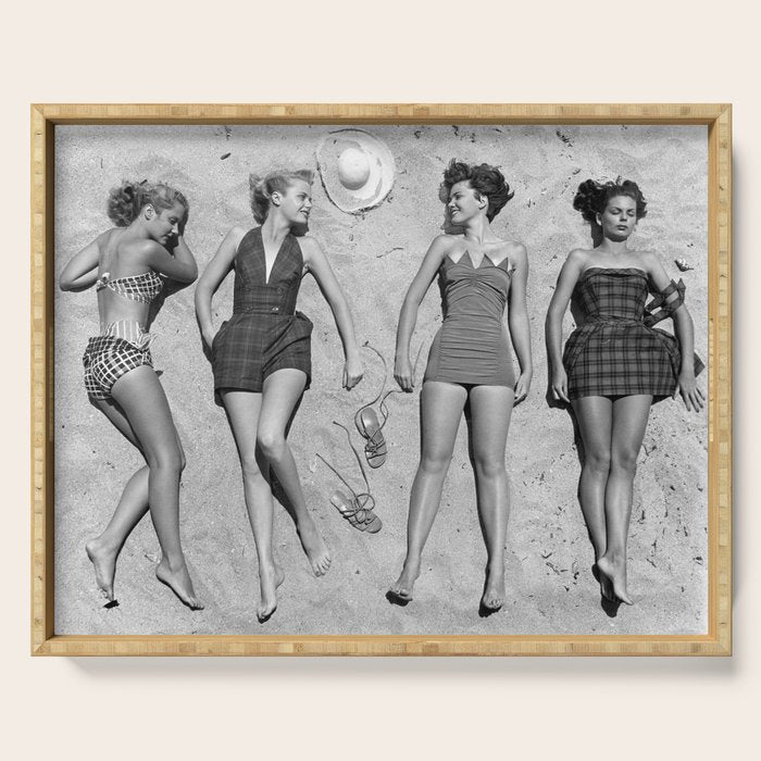 4 Girls Sunbathing Serving Tray Gallery Image 1