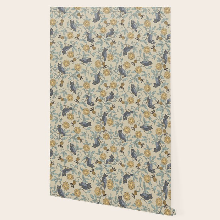 Tudor Owls in Grey Wallpaper Gallery Image 2
