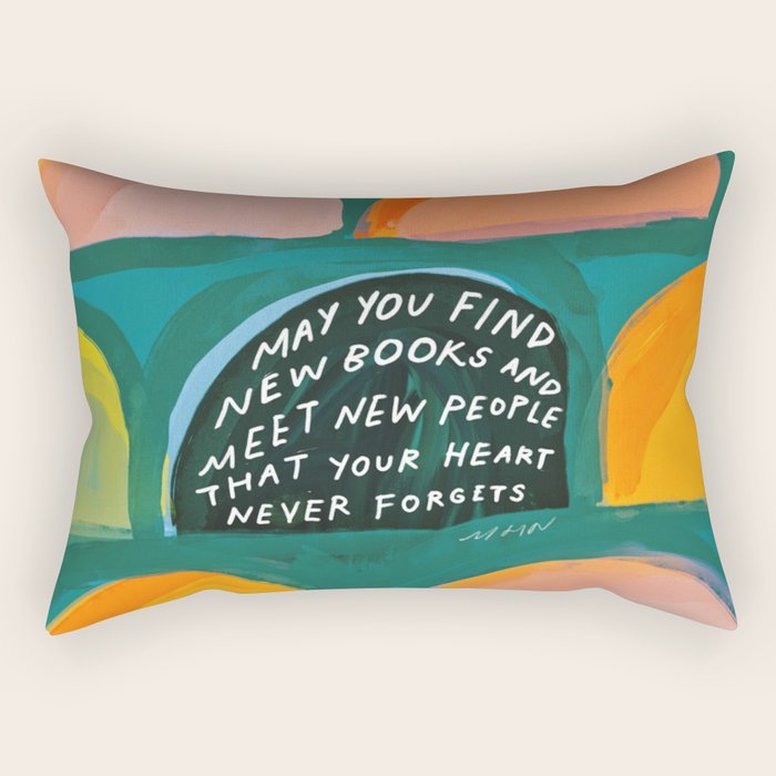 Meet New Books, Meet New People - Book Lover Art Rectangular Pillow Gallery Image 2