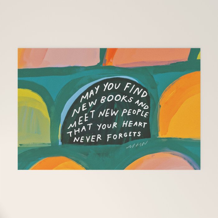 Meet New Books, Meet New People - Book Lover Art Welcome Mat Gallery Image 1