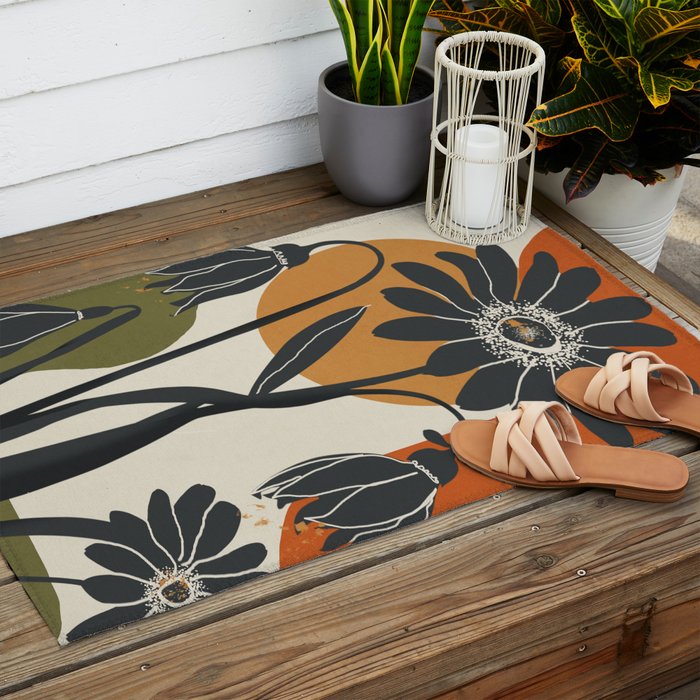 Modern Daisies in Contrast Outdoor Rug Gallery Image 2