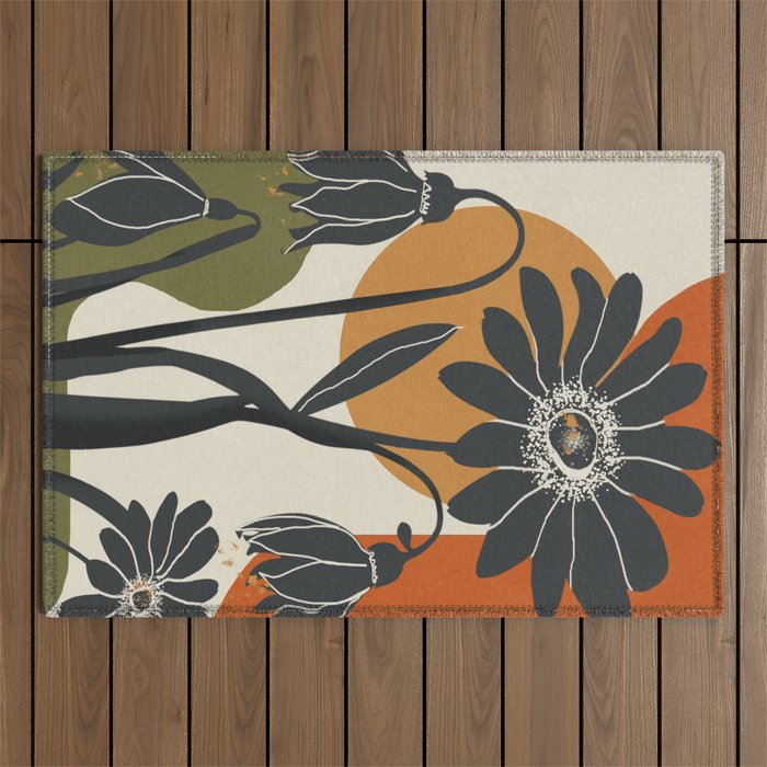 Modern Daisies in Contrast Outdoor Rug Gallery Image 1
