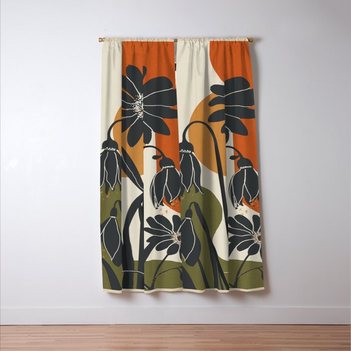 Modern Daisies in Contrast Window Curtain Gallery Image 3