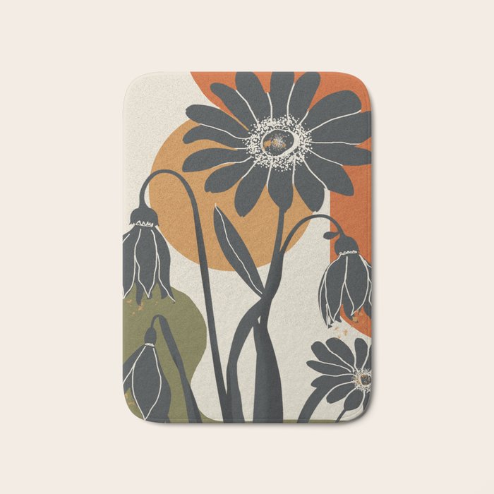 Modern Daisies in Contrast Bath Mat Gallery Image 1