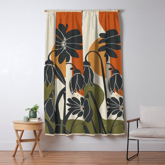 Modern Daisies in Contrast Window Curtain Gallery Image 1