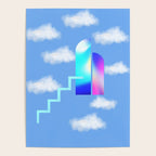 Stairway To Heaven - Blue Sky Minimalist Modern Abstract Illustration Poster Gallery Image 4