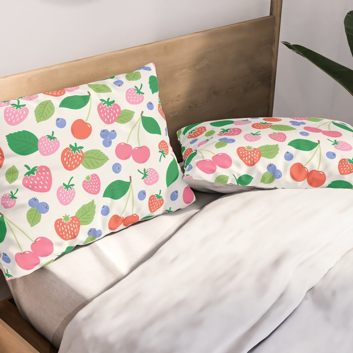 Strawberries and Cherries - Bright Colors Pillow Sham Gallery Image 2
