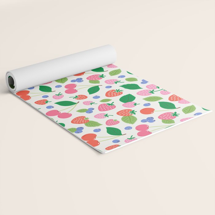 Strawberries and Cherries - Bright Colors Yoga Mat Gallery Image 2