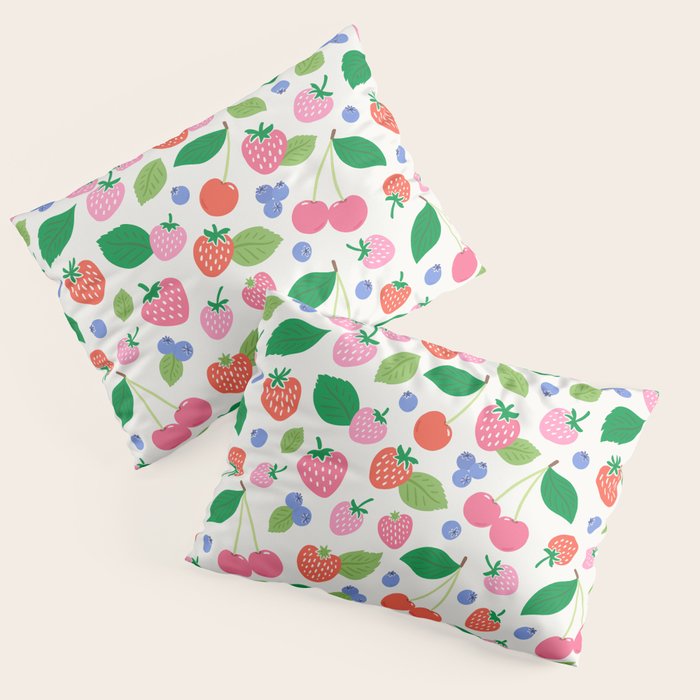 Strawberries and Cherries - Bright Colors Pillow Sham Gallery Image 3