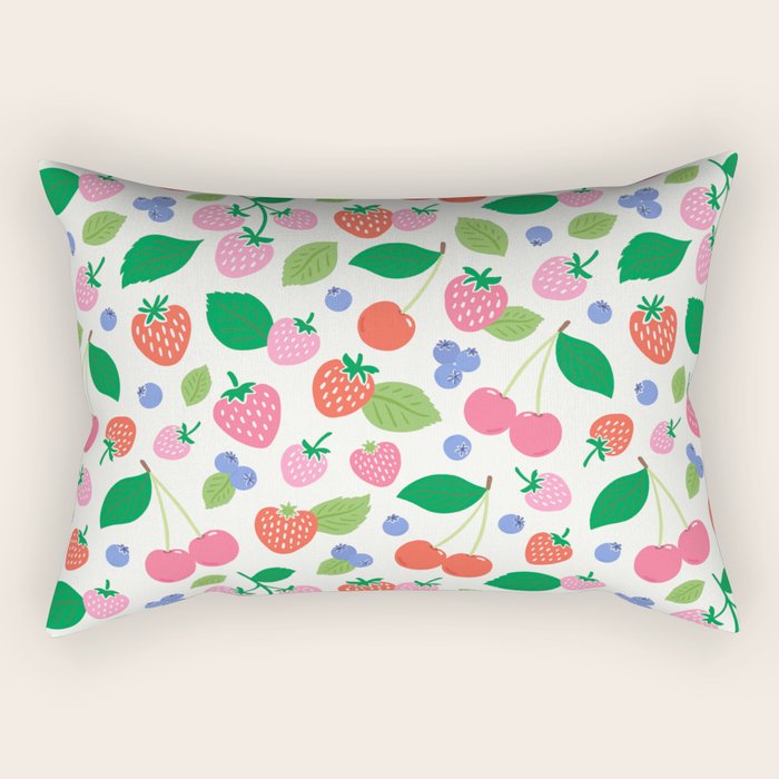 Strawberries and Cherries - Bright Colors Rectangular Pillow Gallery Image 2