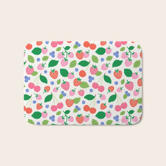 Strawberries and Cherries - Bright Colors Bath Mat Gallery Image 1