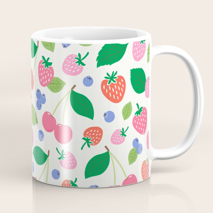 Strawberries and Cherries - Bright Colors Coffee Mug Gallery Image 1