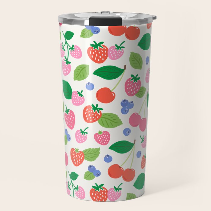 Strawberries and Cherries - Bright Colors Travel Mug Gallery Image 1