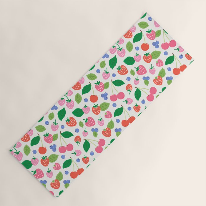 Strawberries and Cherries - Bright Colors Yoga Mat Gallery Image 1
