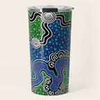 Authentic Aboriginal Art - The River (green) Travel Mug Gallery Image 1