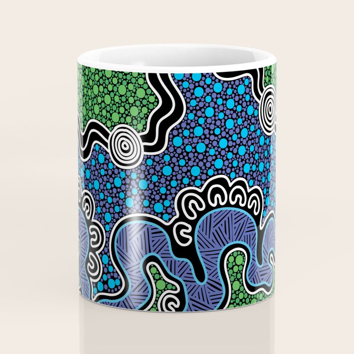 Authentic Aboriginal Art - The River (green) Coffee Mug Gallery Image 4