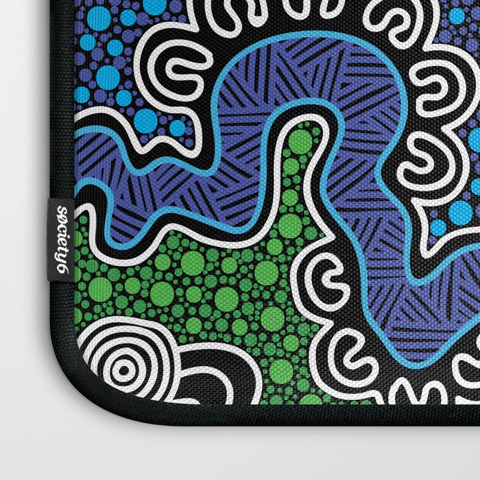 Authentic Aboriginal Art - The River (green) Laptop Sleeve Gallery Image 3