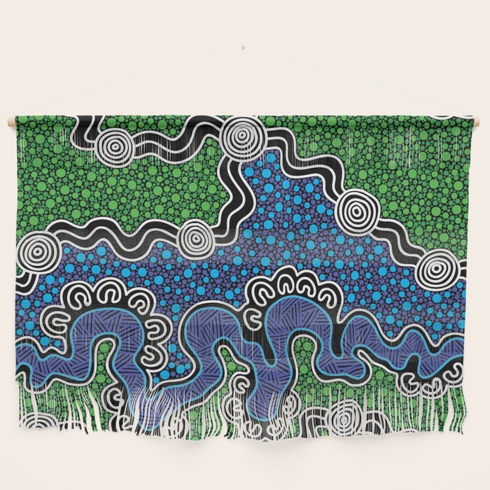 Authentic Aboriginal Art - The River (green) Wall Hanging Gallery Image 1