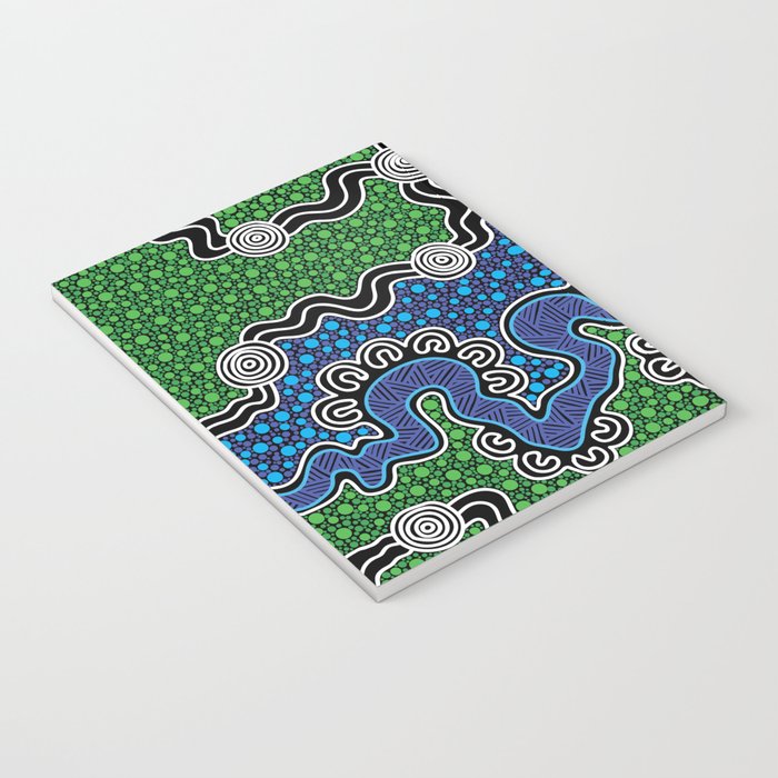 Authentic Aboriginal Art - The River (green) Notebook Gallery Image 3