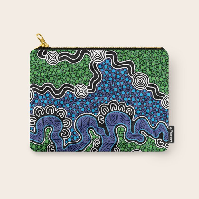 Authentic Aboriginal Art - The River (green) Carry All Pouch Gallery Image 1