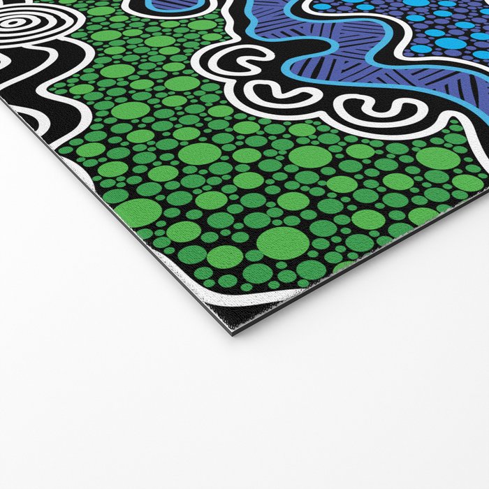 Authentic Aboriginal Art - The River (green) Welcome Mat Gallery Image 2