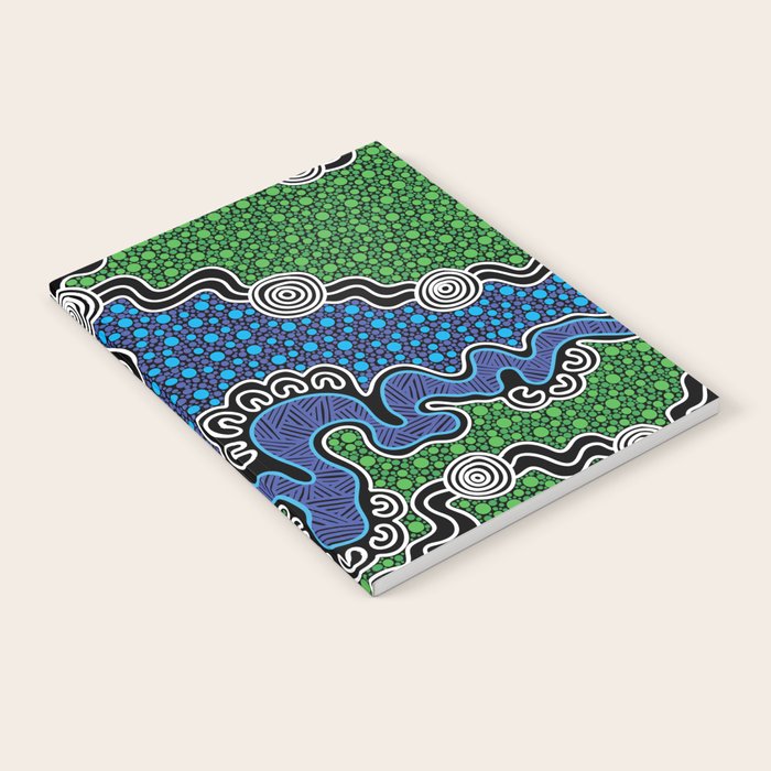 Authentic Aboriginal Art - The River (green) Notebook Gallery Image 1