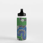 Authentic Aboriginal Art - The River (green) Water Bottle Gallery Image 3