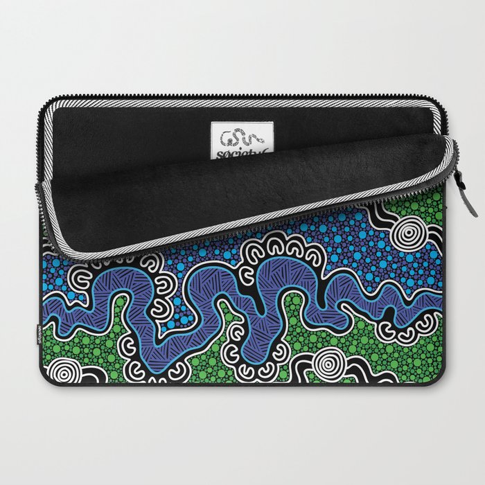 Authentic Aboriginal Art - The River (green) Laptop Sleeve Gallery Image 2