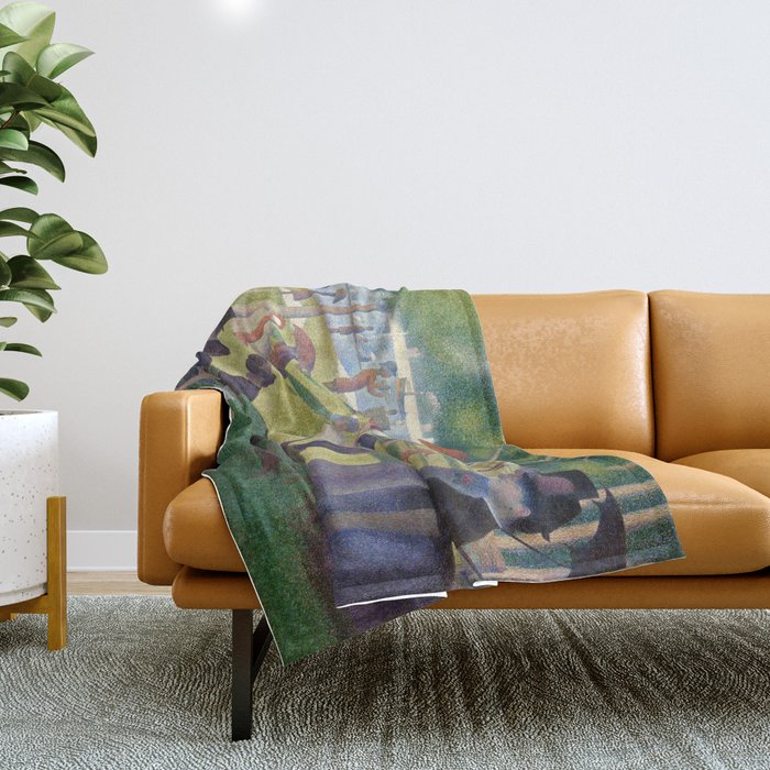 A Sunday on La Grande Jatte by Georges Seurat Throw Blanket Gallery Image 1