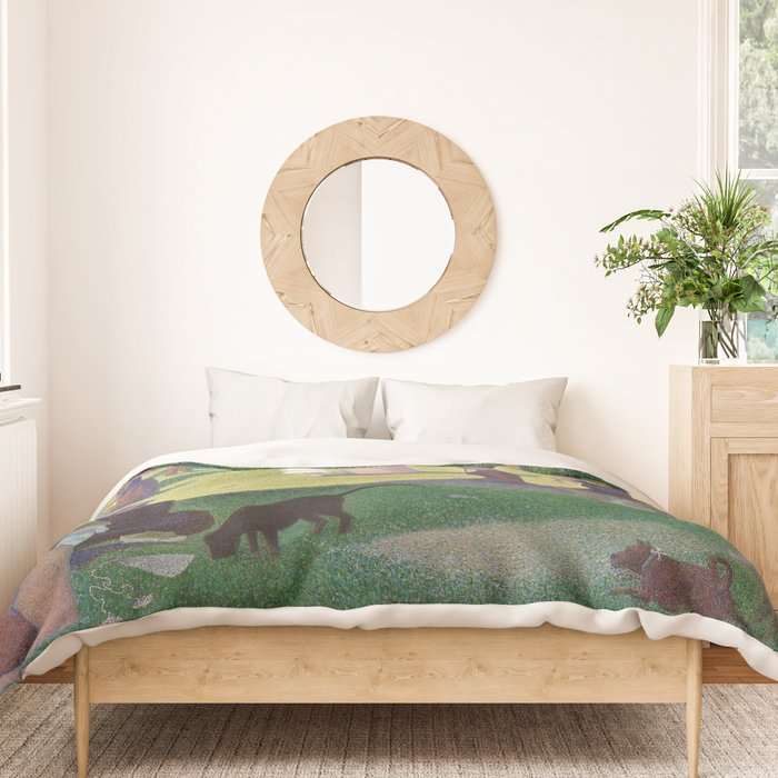 A Sunday on La Grande Jatte by Georges Seurat Duvet Cover Gallery Image 3