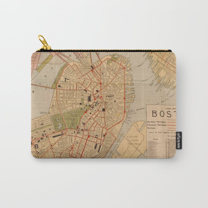 Vintage Map of Boston MA (1902) Carry All Pouch Gallery Image 1