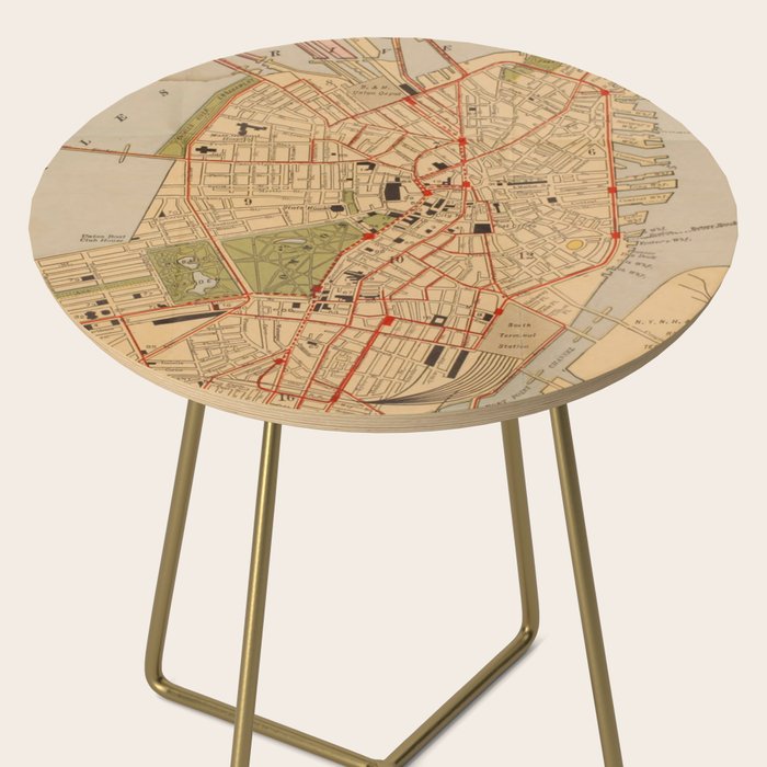 Vintage Map of Boston MA (1902) Side Table Gallery Image 2