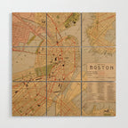 Vintage Map of Boston MA (1902) Wood Wall Art Gallery Image 1