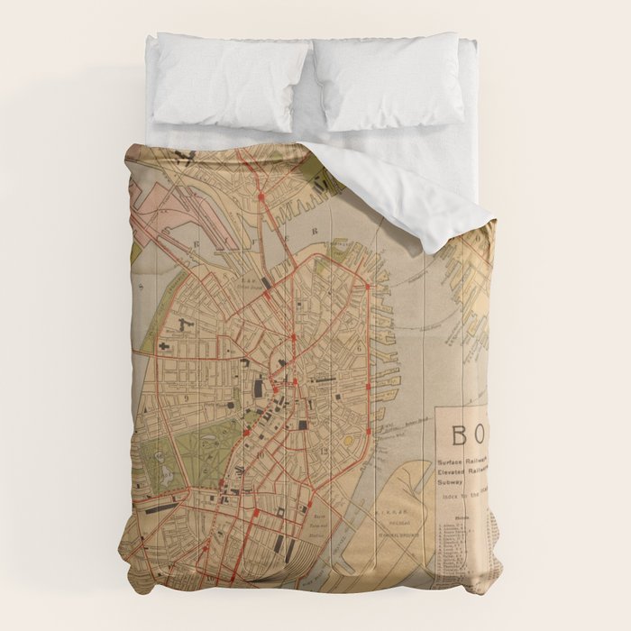 Vintage Map of Boston MA (1902) Comforter Gallery Image 6
