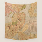 Vintage Map of Boston MA (1902) Wall Tapestry Gallery Image 4