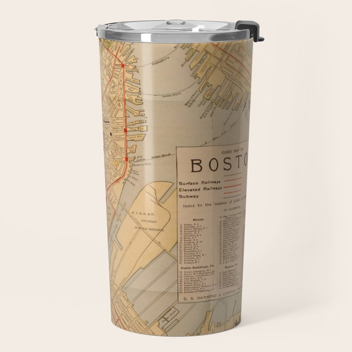 Vintage Map of Boston MA (1902) Travel Mug Gallery Image 2