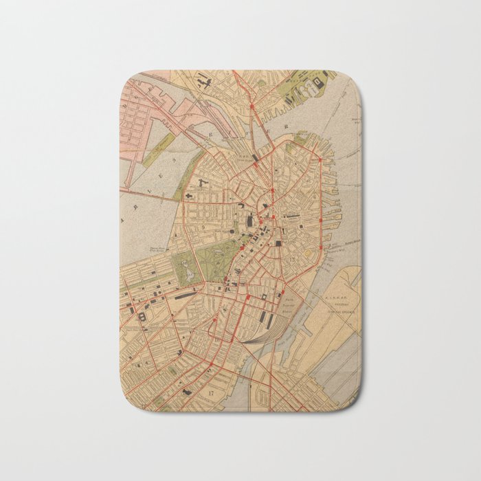 Vintage Map of Boston MA (1902) Bath Mat Gallery Image 1