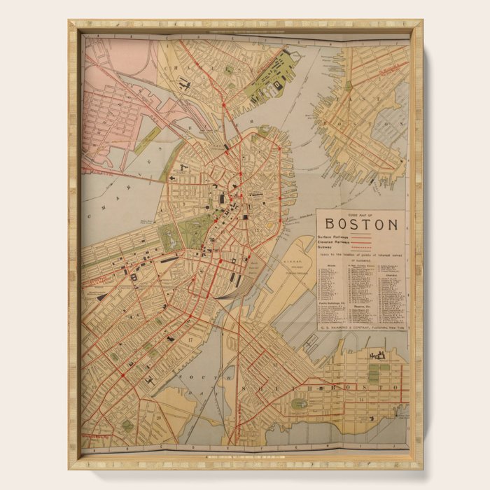 Vintage Map of Boston MA (1902) Serving Tray Gallery Image 1