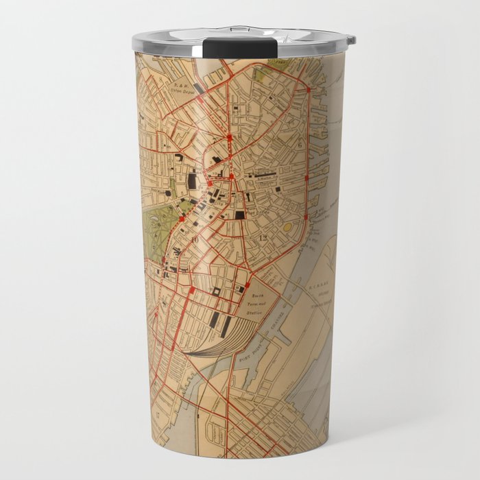 Vintage Map of Boston MA (1902) Travel Mug Gallery Image 1