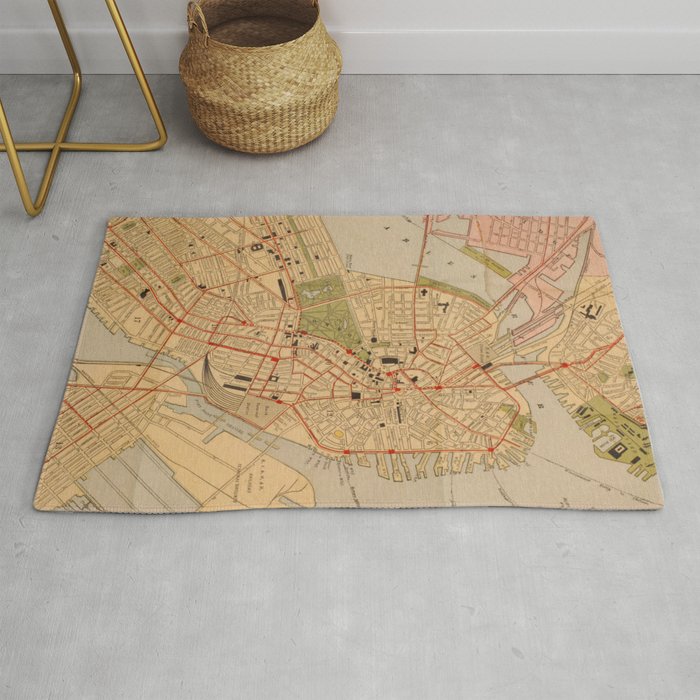 Vintage Map of Boston MA (1902) Rug Gallery Image 1
