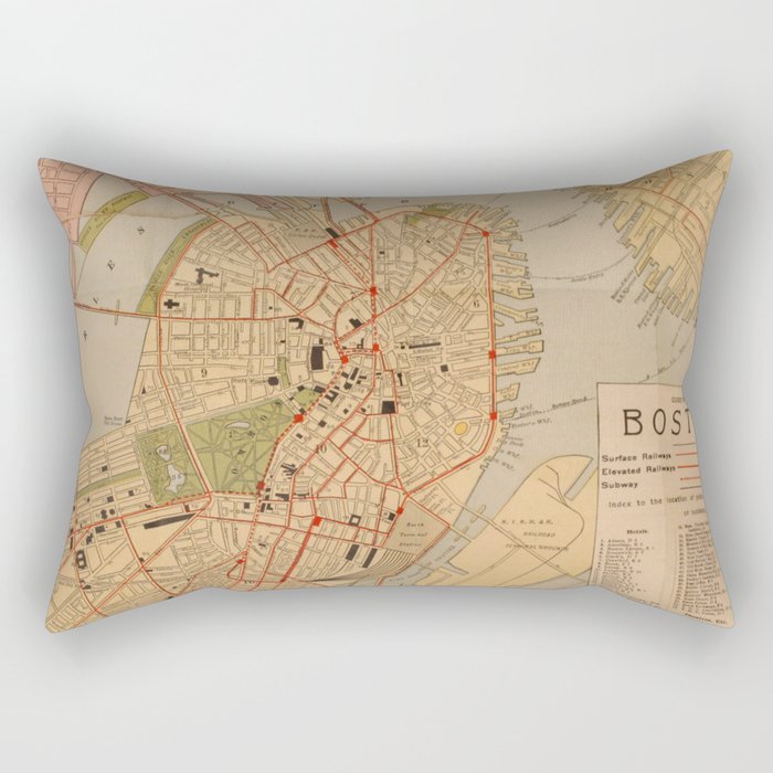 Vintage Map of Boston MA (1902) Rectangular Pillow Gallery Image 2