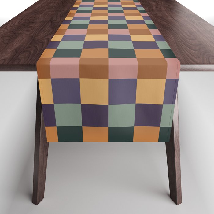 Checkered Multicolor Pattern XII Retro Table Runner Gallery Image 1