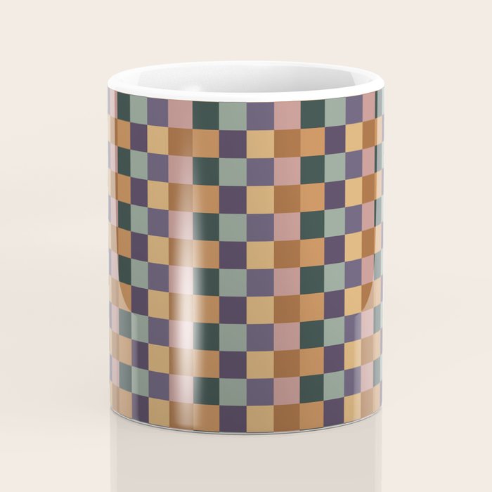 Checkered Multicolor Pattern XII Retro Coffee Mug Gallery Image 4