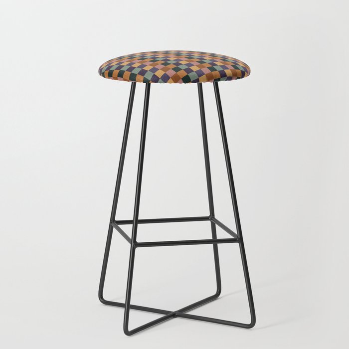 Checkered Multicolor Pattern XII Retro Stool Gallery Image 1