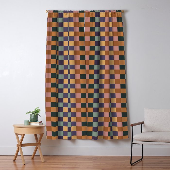 Checkered Multicolor Pattern XII Retro Window Curtain Gallery Image 1