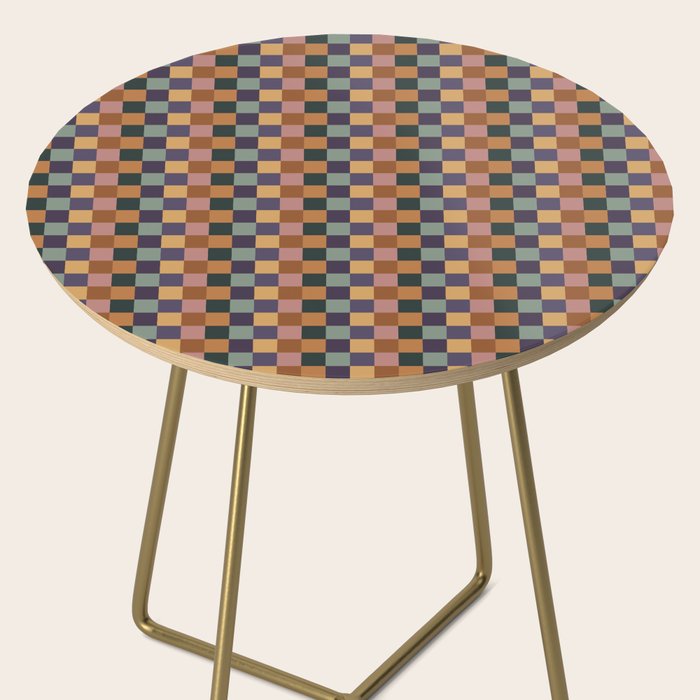 Checkered Multicolor Pattern XII Retro Side Table Gallery Image 2
